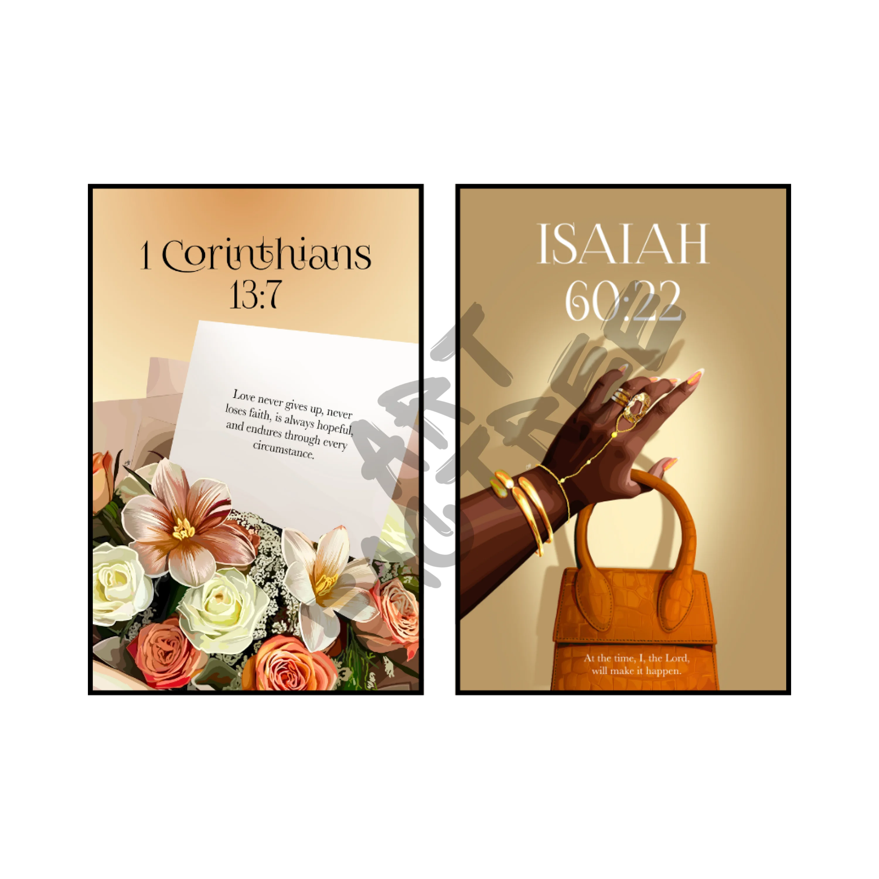 Art Print Bundle : I Corinthians 13:7 + Isaiah 60:22