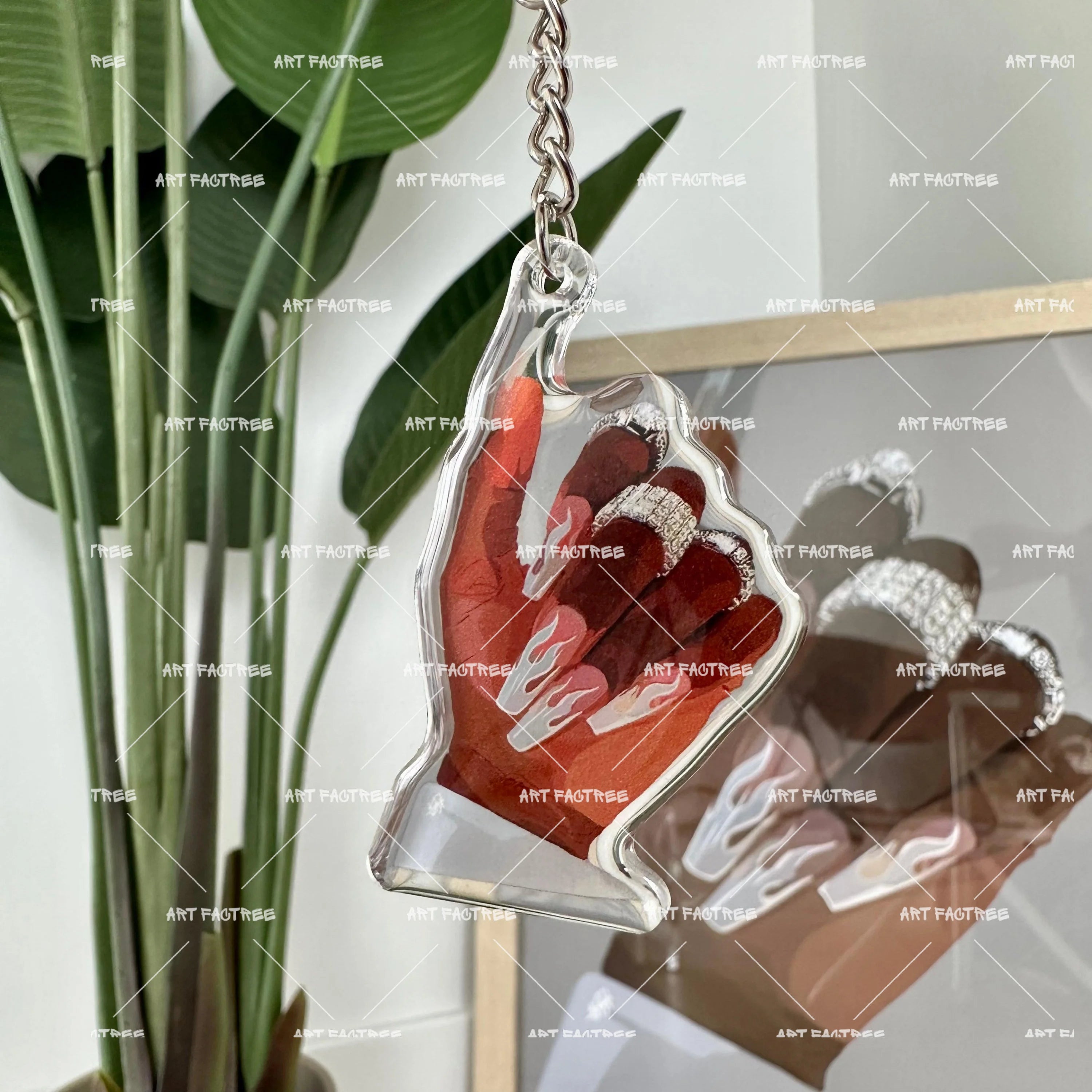 White Flames Key Chain