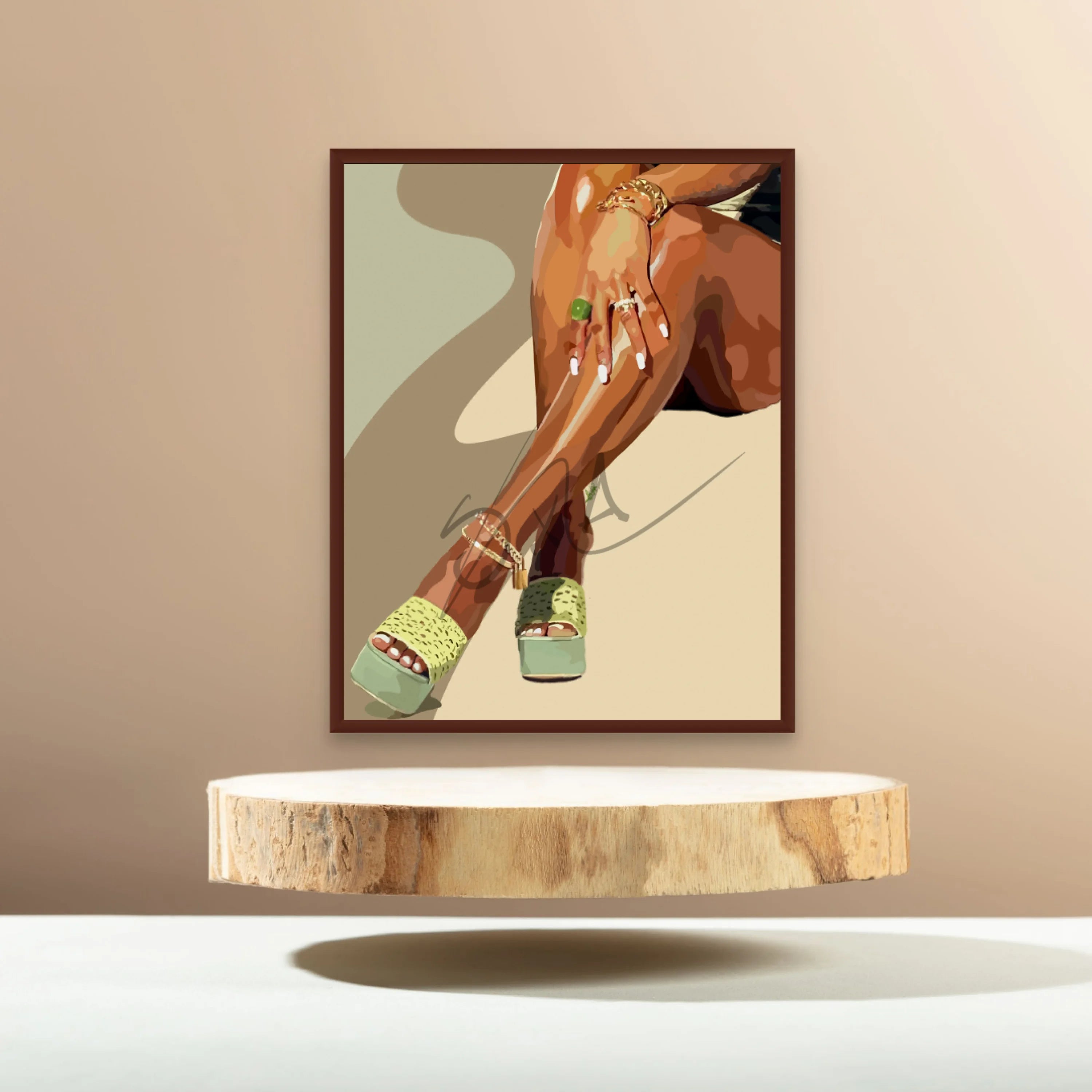 Legs and green touch
