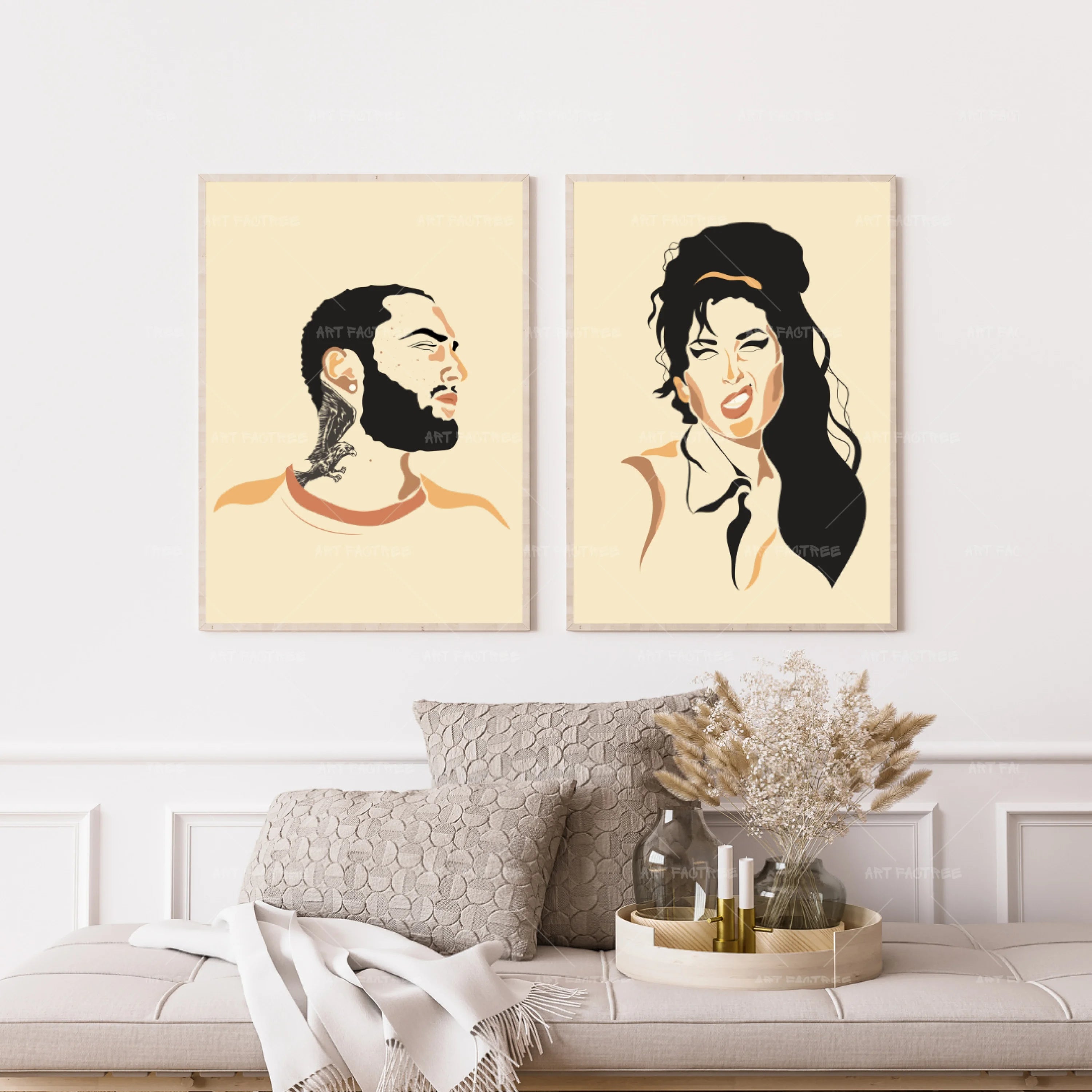 Mockup art of Amy Winehouse and Mac Miller