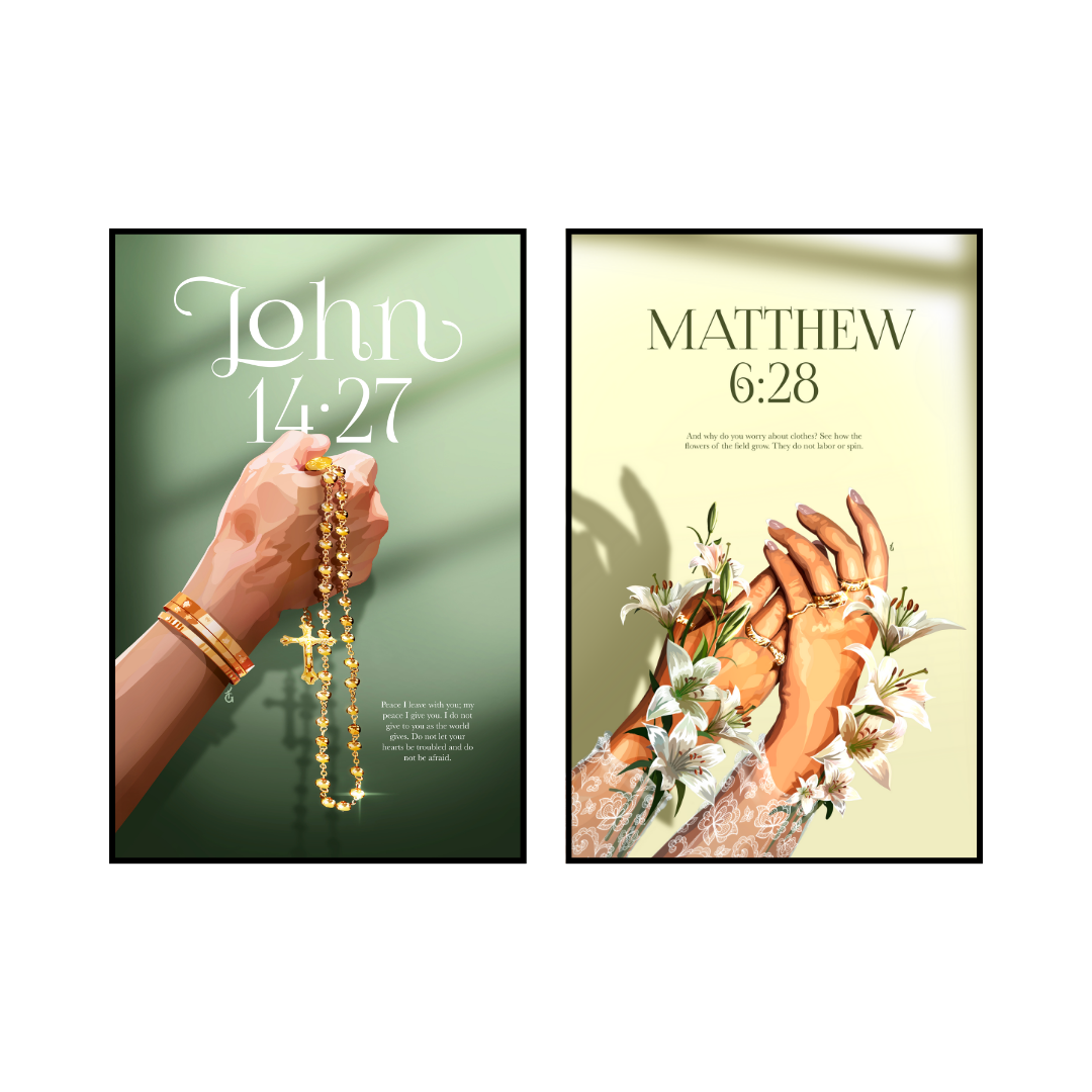 Art Print Bundle : John 14:27 + Matthew 6:28