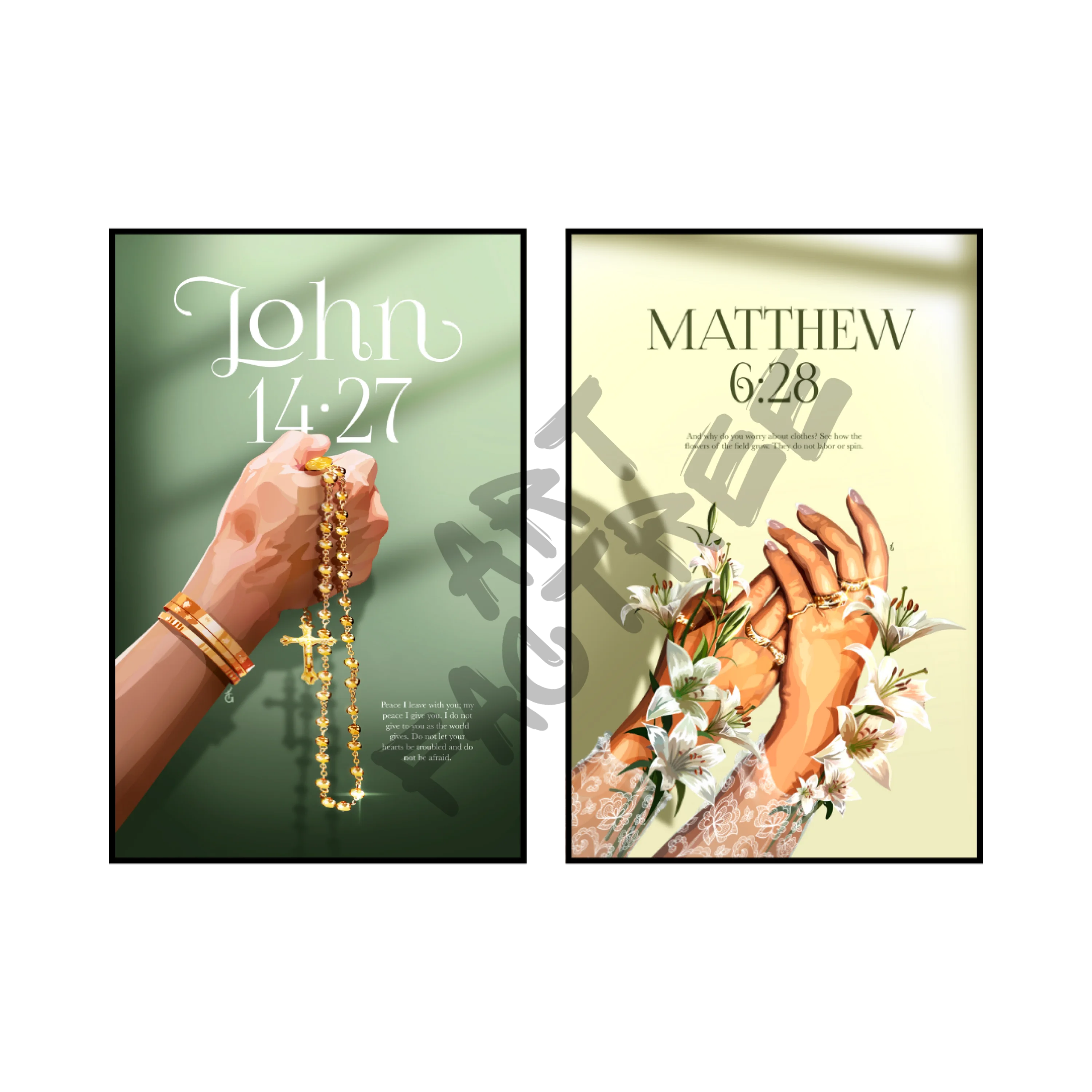 Art Print Bundle : John 14:27 + Matthew 6:28