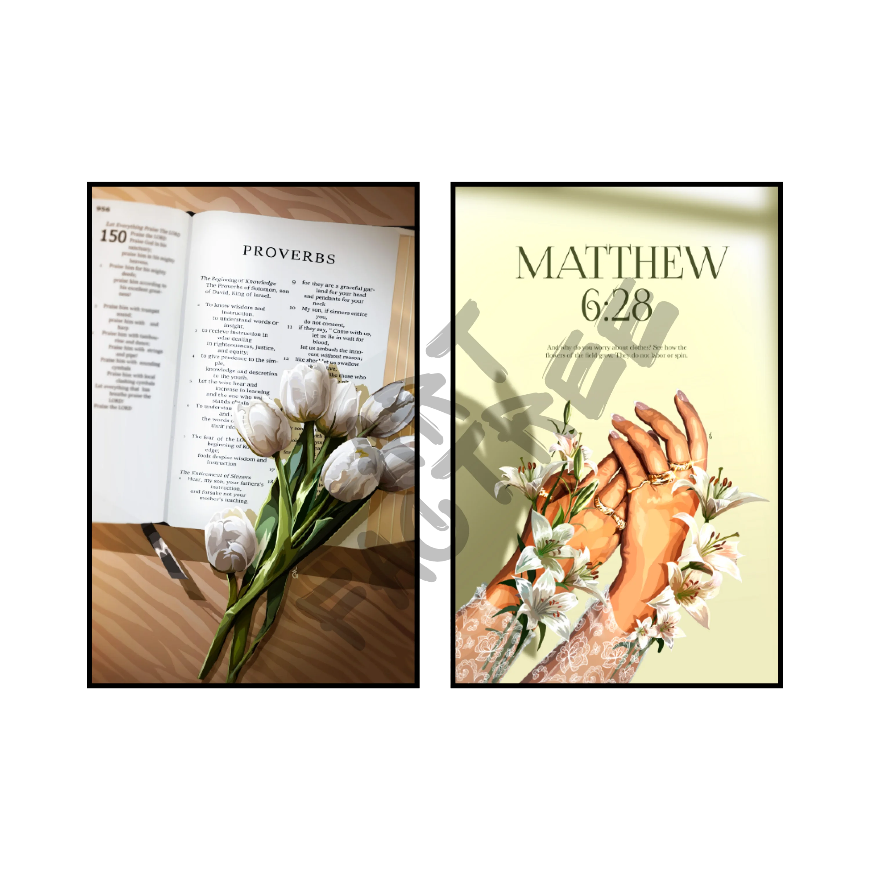 Art Print Bundle : Proverbs + Matthew 6:28