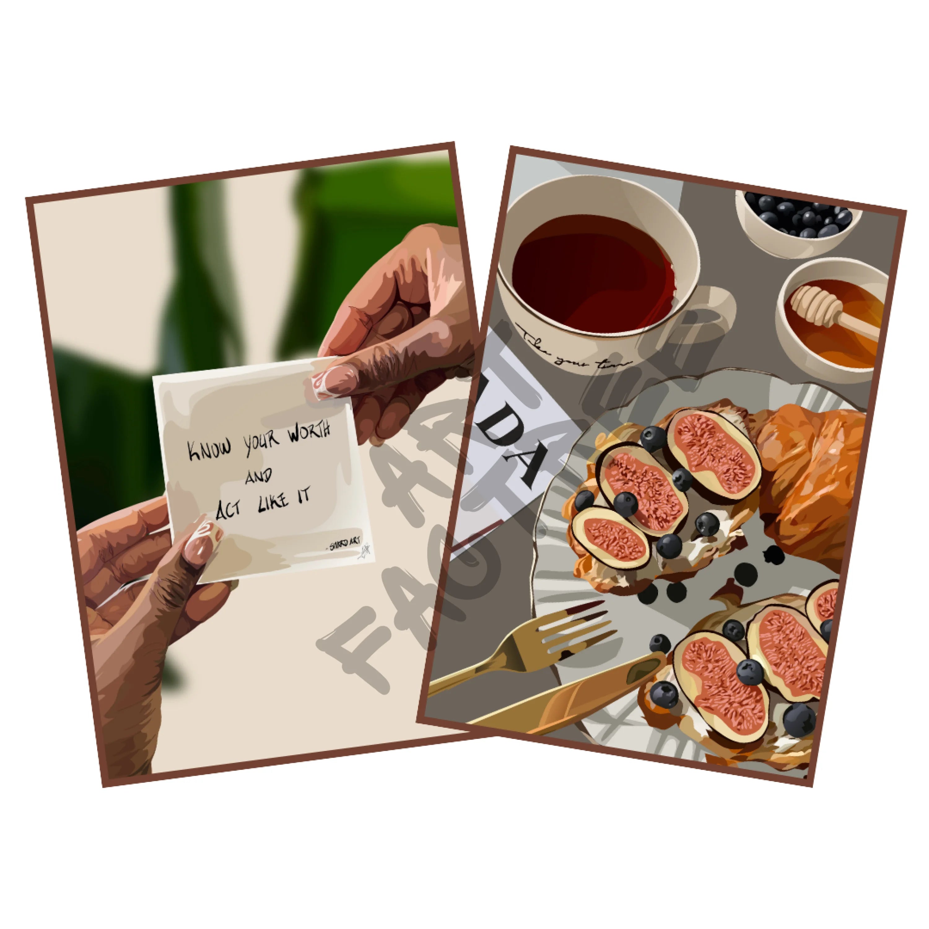 Art Bundle : Know Your Worth Quote + Fancy Breakfast