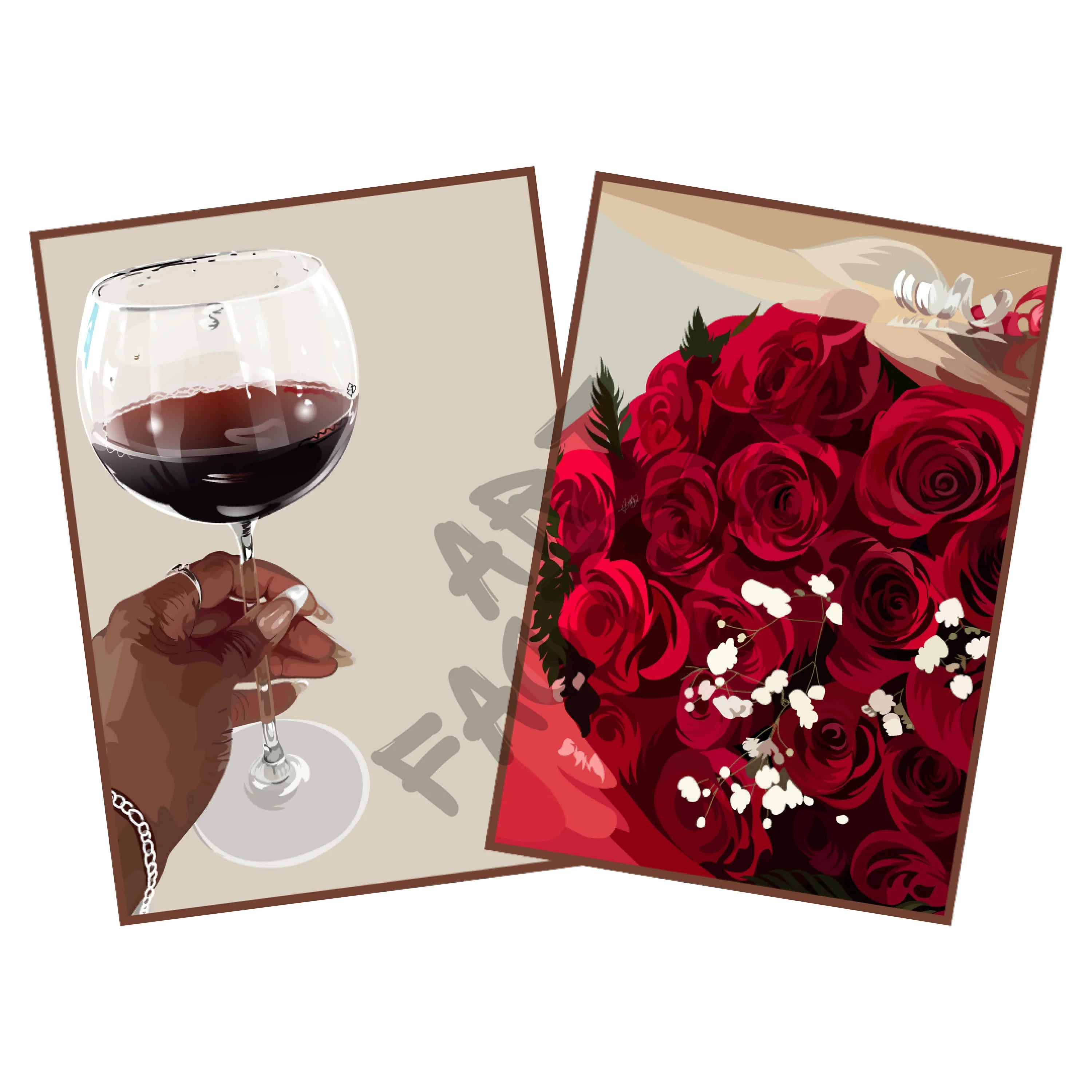 Art Bundle : Red Wine + Red Roses