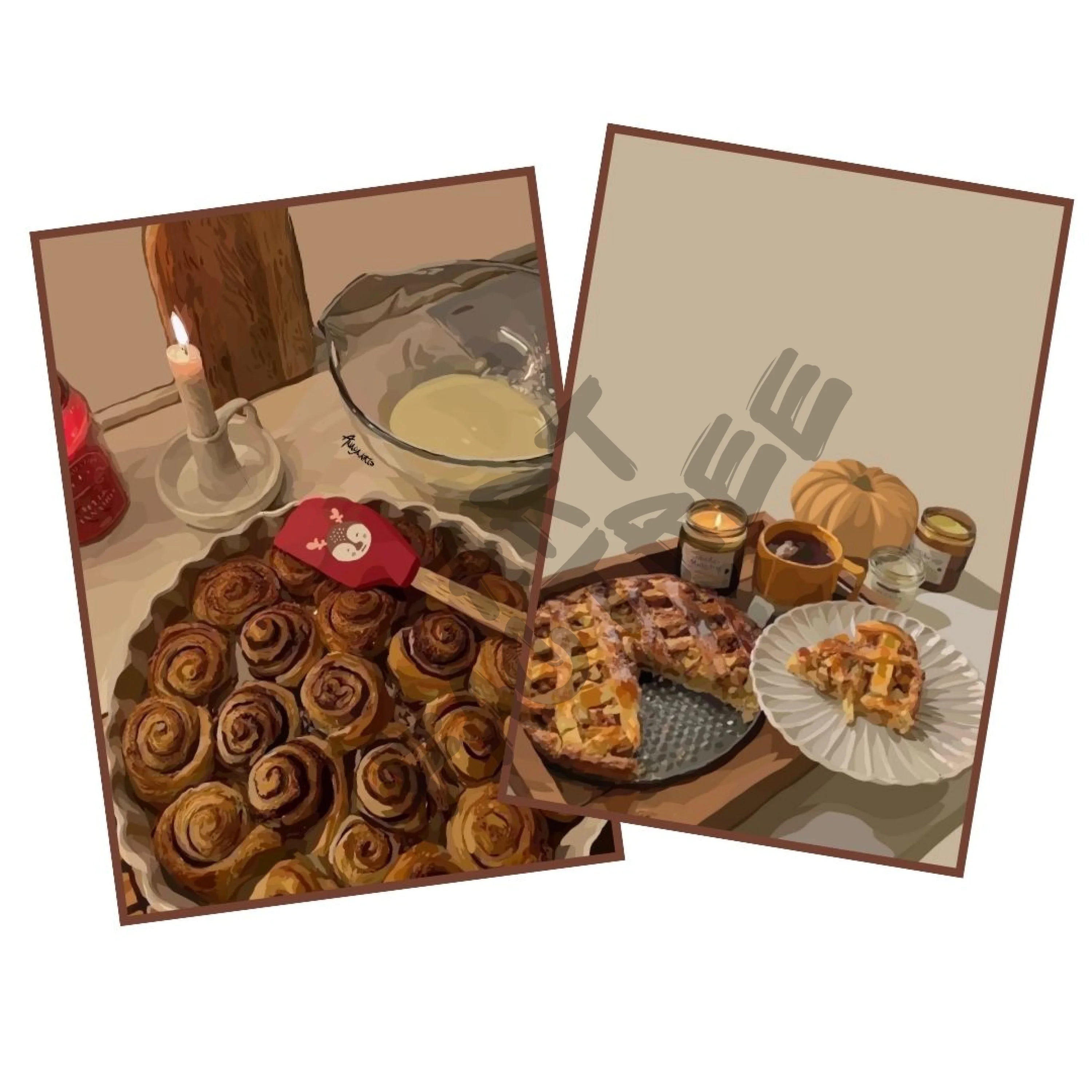 Art Bundle : Cinnamon Swirls + Slice of Pie