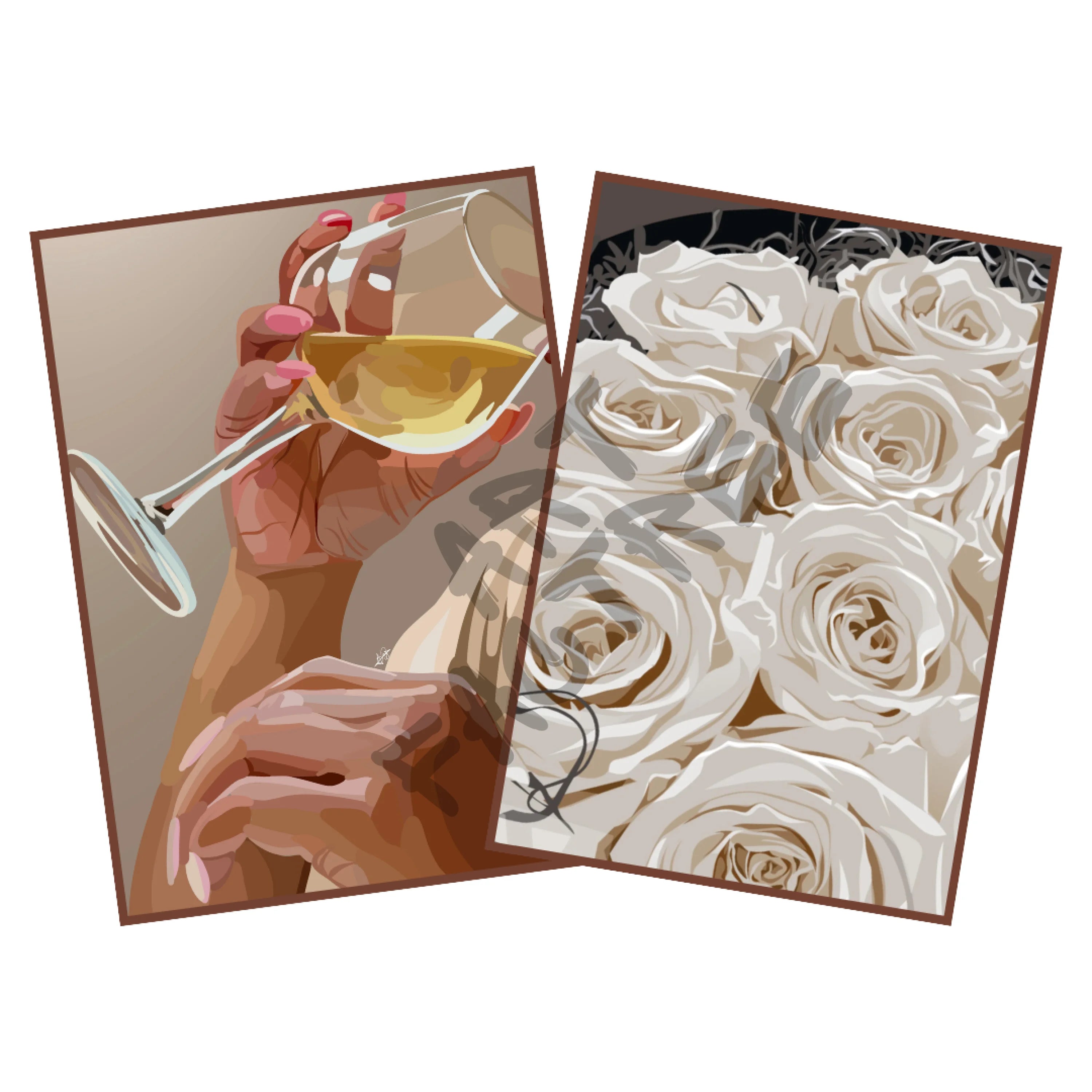 Art Bundle : White Wine + White Roses