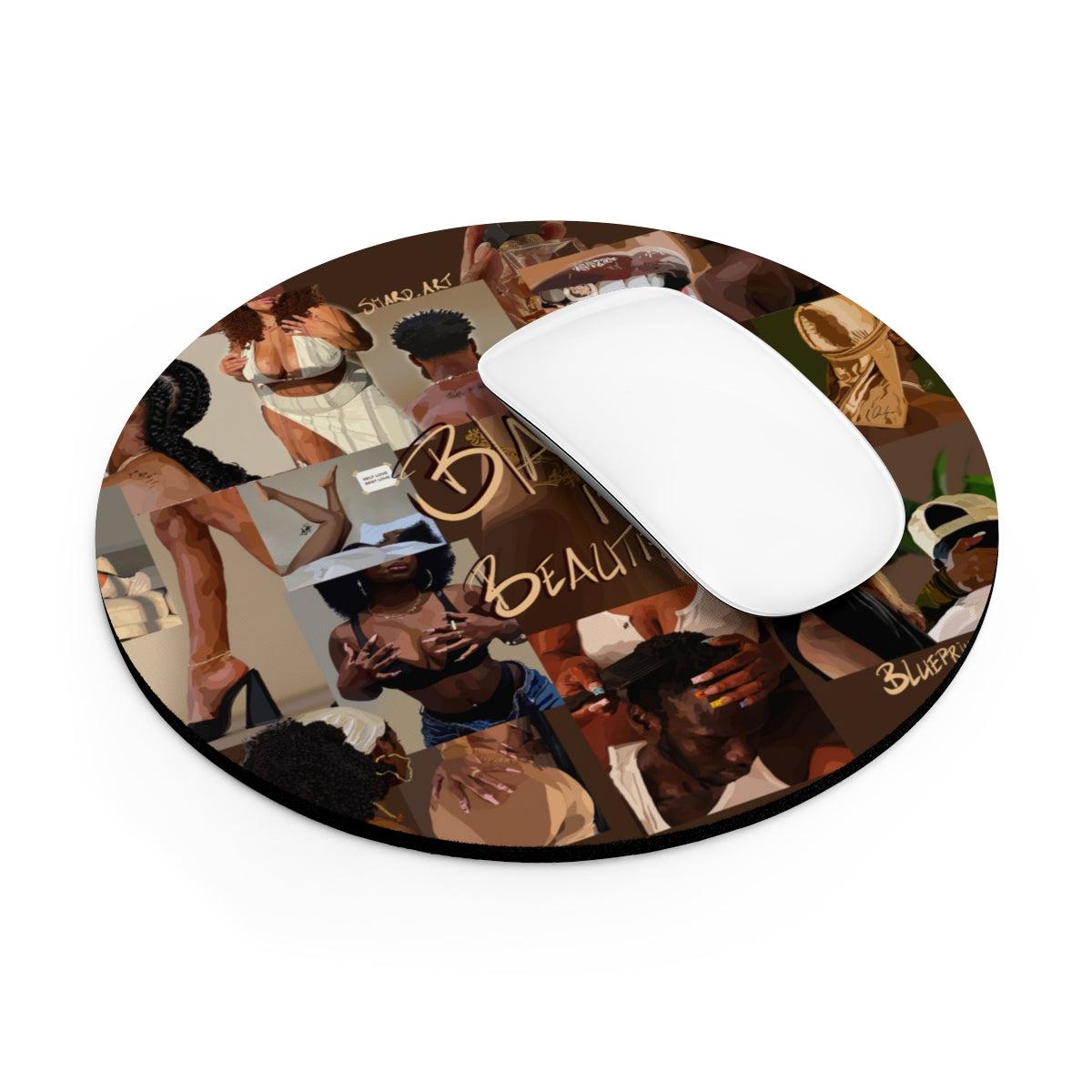 BLACK IS BEAUTY Mouse Pad-One size-Round-SmardArt-Wall Art